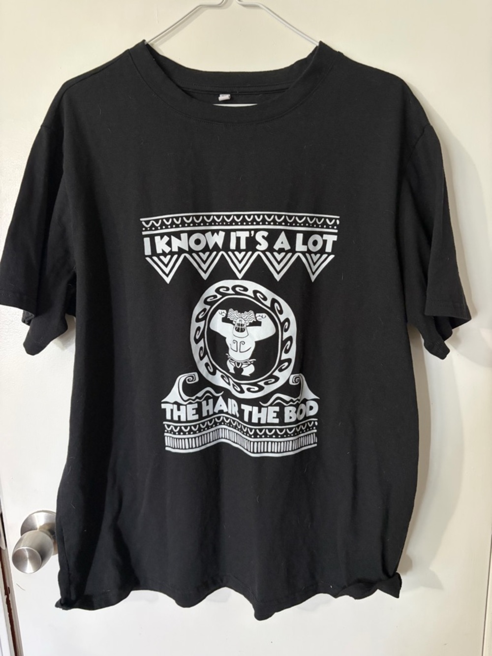 Men’s 2XL Black Graphic Crewneck T-Shirt - I Know It's A Lot- Moana Tote2